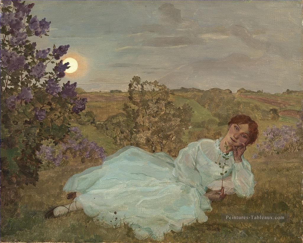 repos au coucher du soleil Konstantin Somov Peintures à l'huile